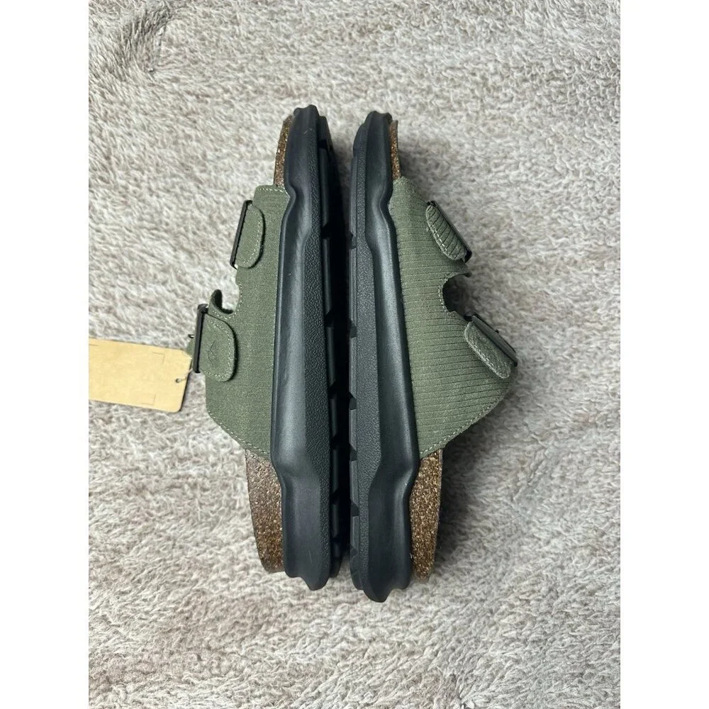 Quiksilver Deck Double Band Slide Sandals Men's Size 7 Olive Green New